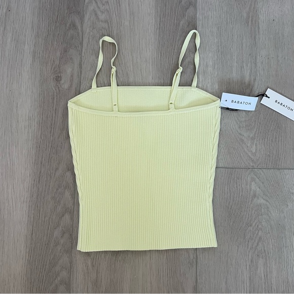 Aritzia Babaton Sculpt Knit Cami Tank Butter Yellow NWT - Picture 2 of 7